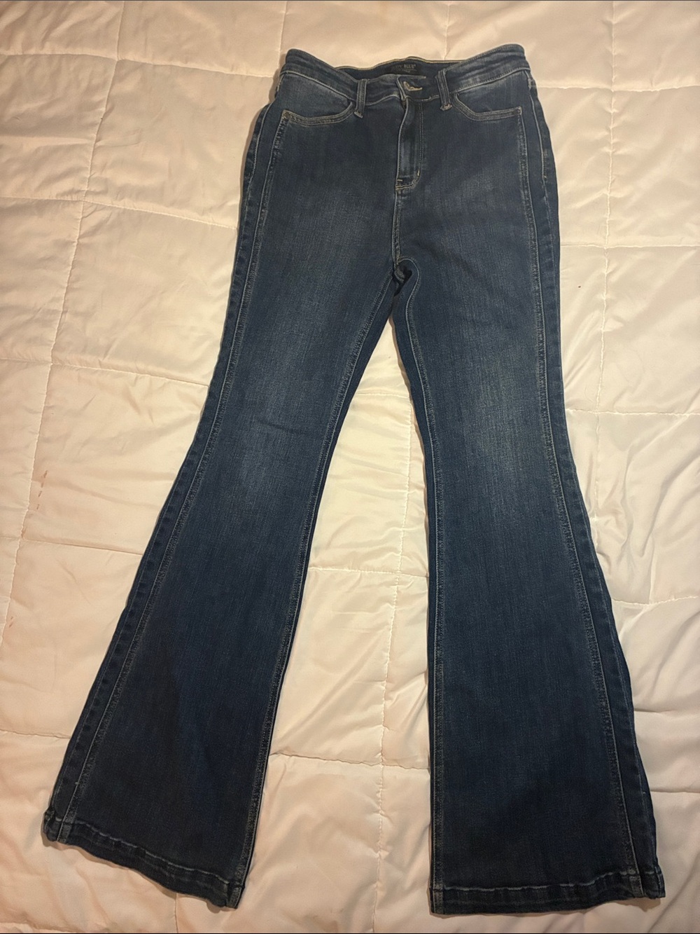 Judy Blue High Rise Angled Side Seam Detail Flare Jeans Womens Size 9 Inseam 33”